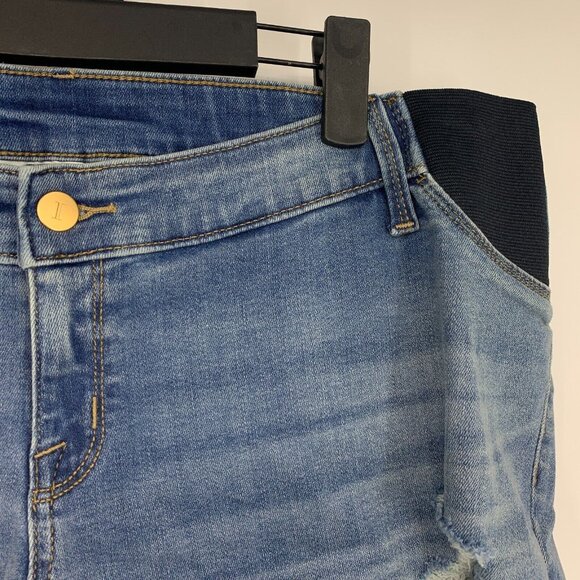 Isabel Maternity Shorts Under Belly Midi Blue Jean Denim Stretch - Picture 5 of 12
